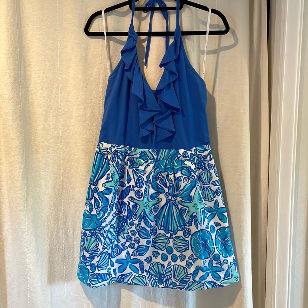 Lilly Pulitzer blue shell dress.